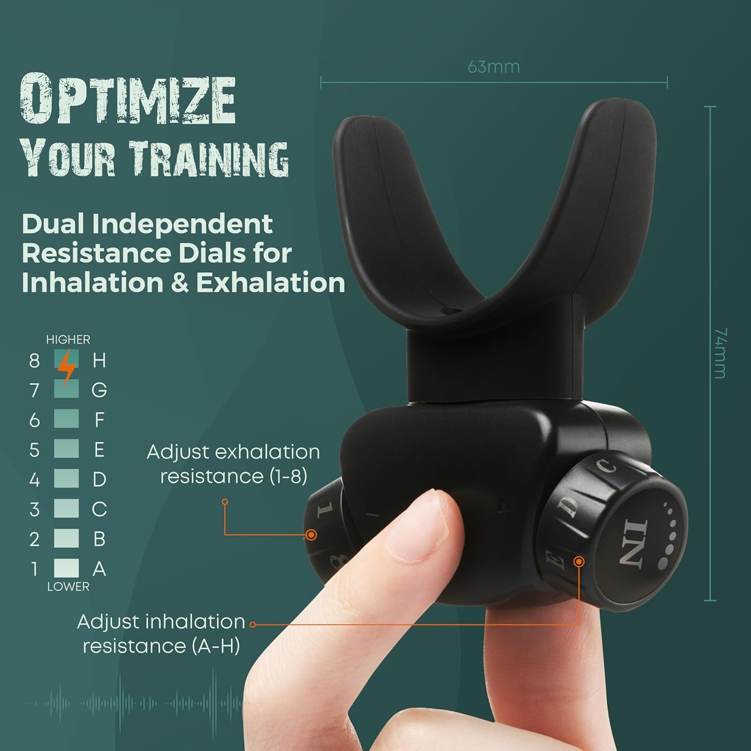 Premium Silicone Breathing Trainer | Enhance Breathing Patterns | Adjustable Resistance Levels | Compact and Portable Design (Black)