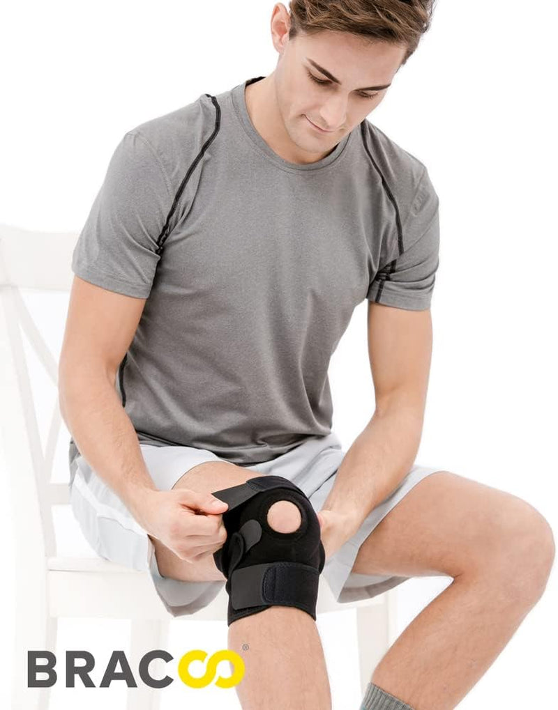 Knee Support Brace for Men Women, Adjustable Compression Sleeve Wrap Patellar Pad Tendon - Arthritis Pain, Meniscus Tear, Injury Recovery, Running, Workout, KS10