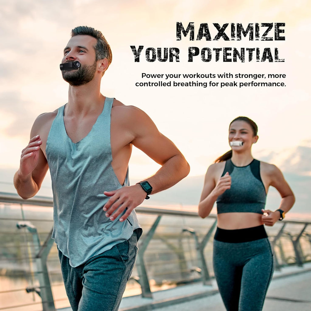 Premium Silicone Breathing Trainer | Enhance Breathing Patterns | Adjustable Resistance Levels | Compact and Portable Design (Black)