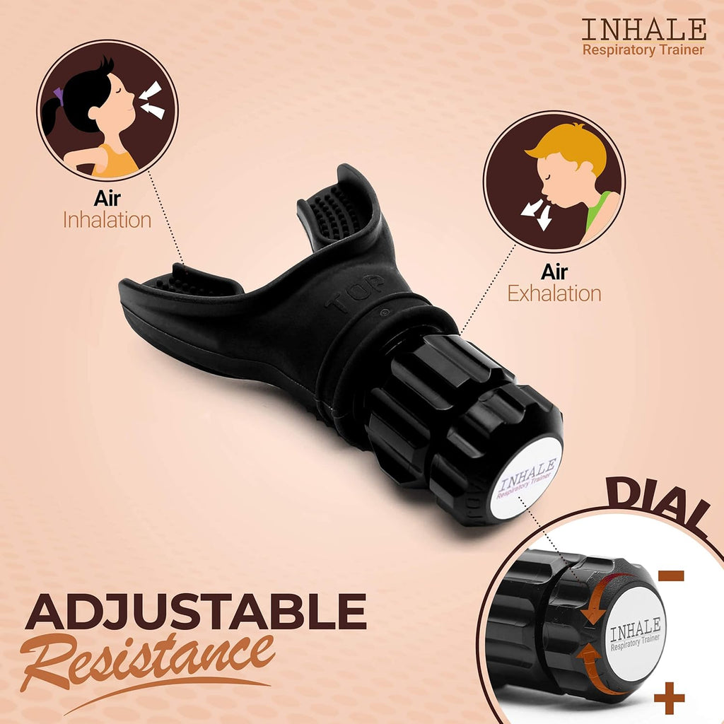 Respiratory Trainer - Compact Lung Exercise Device with Premium Silicone, Adjustable Resistance, and Carrying Case for Portability and Easy Cleaning