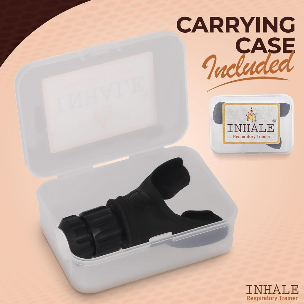 Respiratory Trainer - Compact Lung Exercise Device with Premium Silicone, Adjustable Resistance, and Carrying Case for Portability and Easy Cleaning