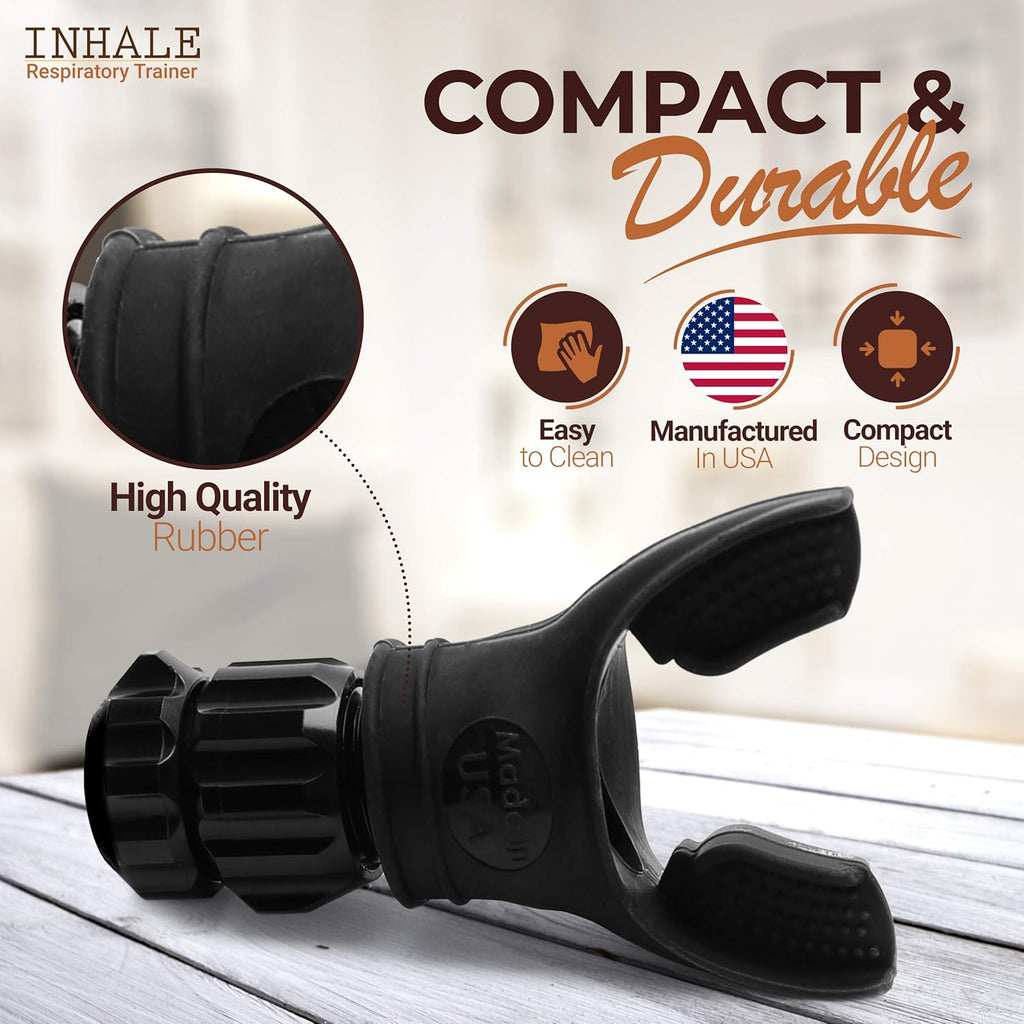 Respiratory Trainer - Compact Lung Exercise Device with Premium Silicone, Adjustable Resistance, and Carrying Case for Portability and Easy Cleaning