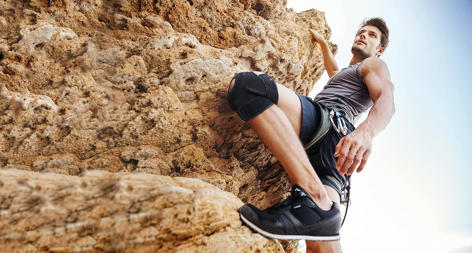 Knee Support Brace for Men Women, Adjustable Compression Sleeve Wrap Patellar Pad Tendon - Arthritis Pain, Meniscus Tear, Injury Recovery, Running, Workout, KS10