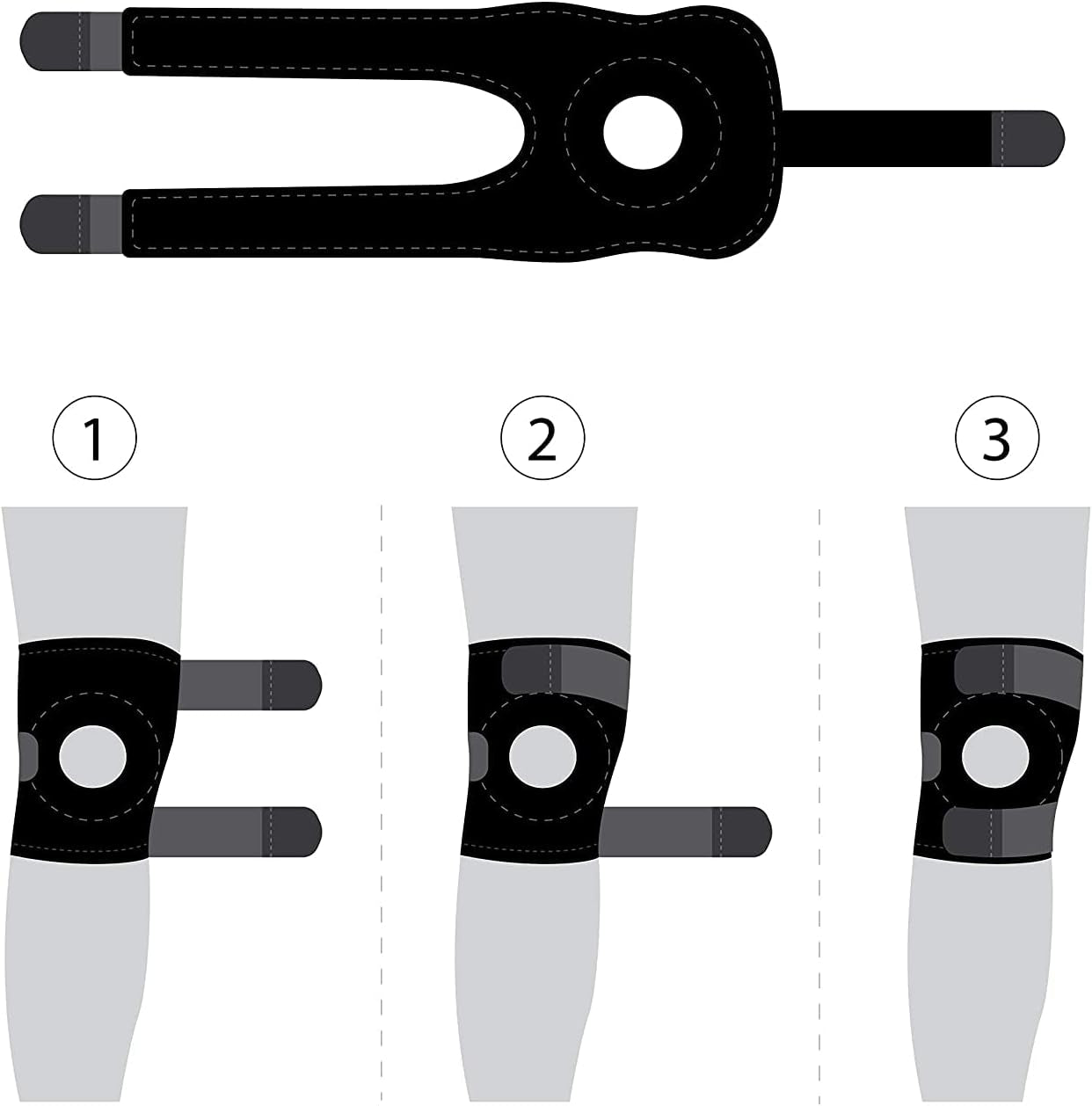 Knee Support Brace for Men Women, Adjustable Compression Sleeve Wrap Patellar Pad Tendon - Arthritis Pain, Meniscus Tear, Injury Recovery, Running, Workout, KS10