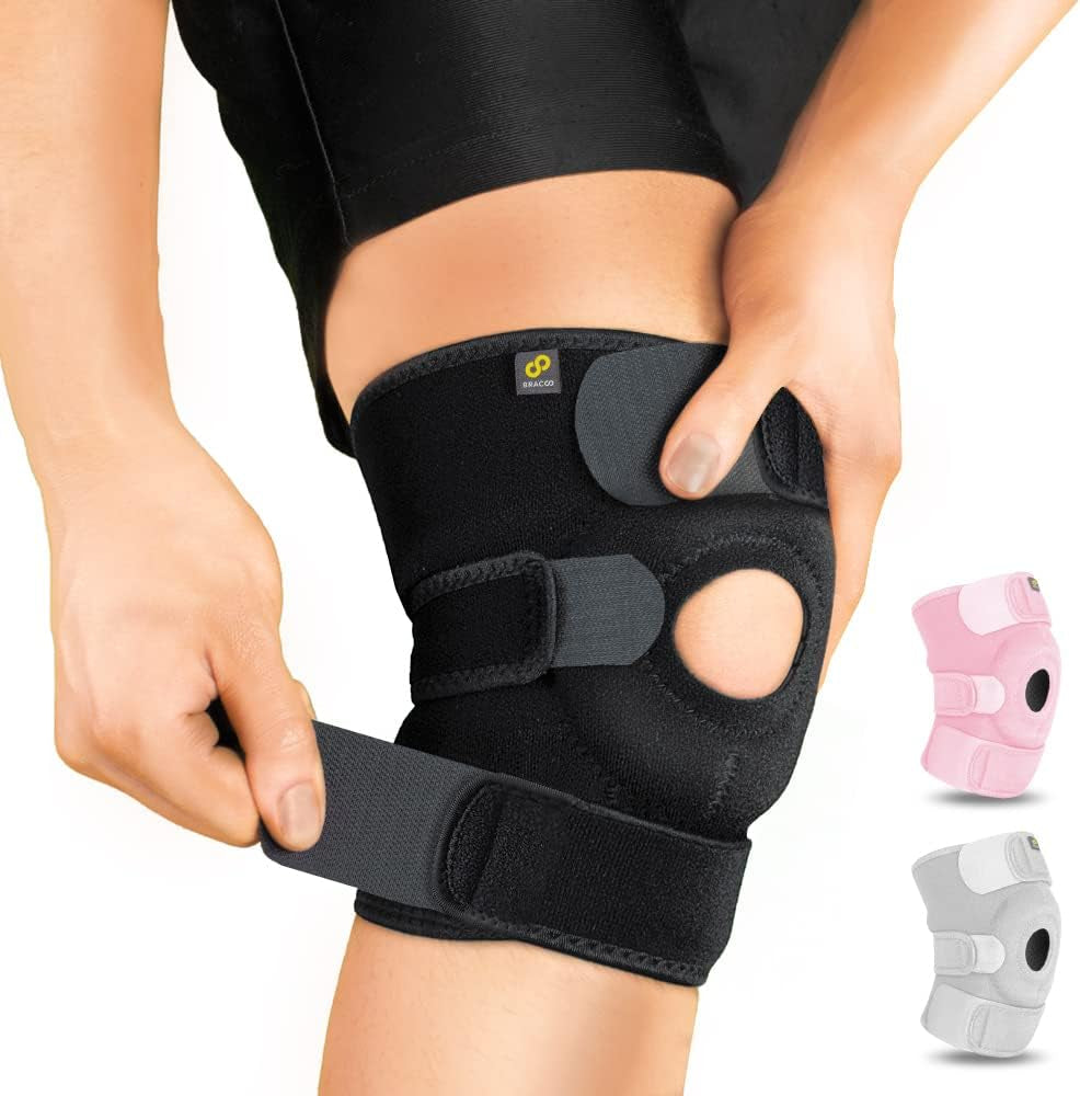 Knee Support Brace for Men Women, Adjustable Compression Sleeve Wrap Patellar Pad Tendon - Arthritis Pain, Meniscus Tear, Injury Recovery, Running, Workout, KS10